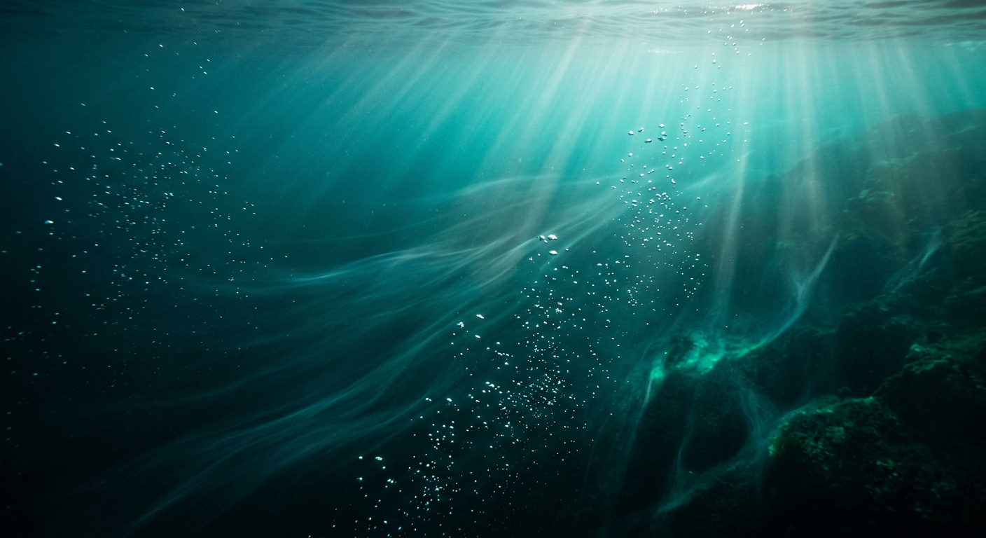 Zachte waterstromen in diepe zeegroene tinten
